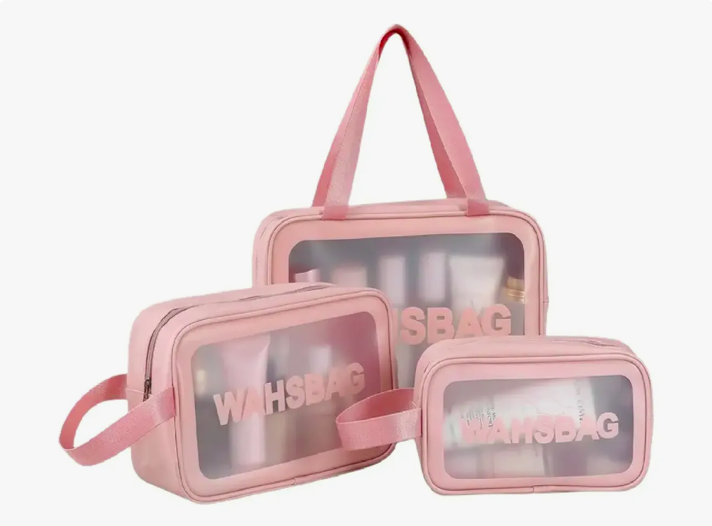 set 3 organizador - cosmetiquero de viaje (rosa)